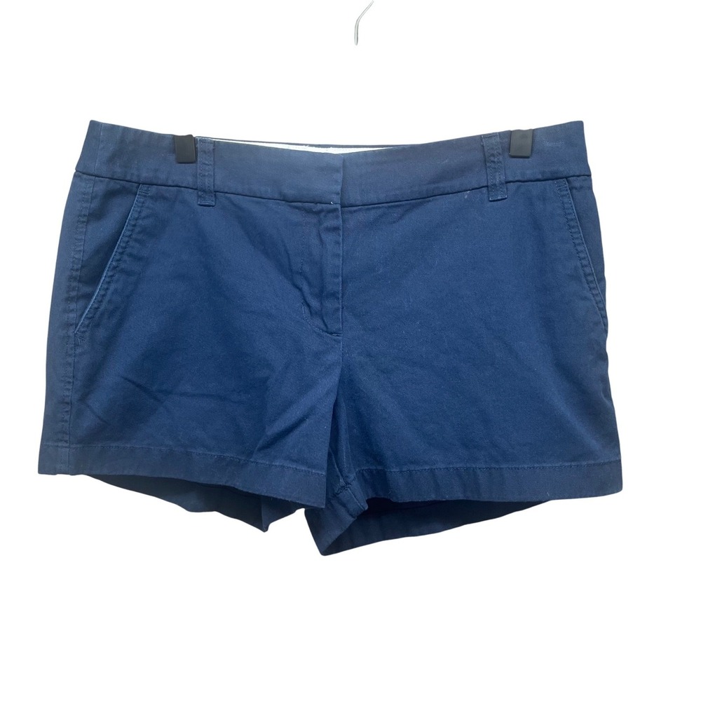 J.Crew Chino Shorts Womens 8 Navy Blue Re-Imagined Cotton Mid Rise‎